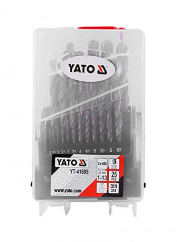 Twist Drill Bit Co-HSS 25pcs/set 1-13mm in Clear Plastic BoxYT-41605 Bronze/White/Black