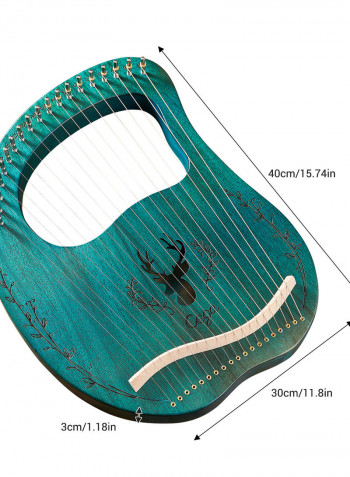 19 Stings Lyre Harp Features Wooden Resonance Box Blue