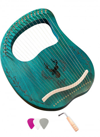 19 Stings Lyre Harp Features Wooden Resonance Box Blue
