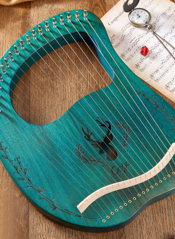 19 Stings Lyre Harp Features Wooden Resonance Box Blue