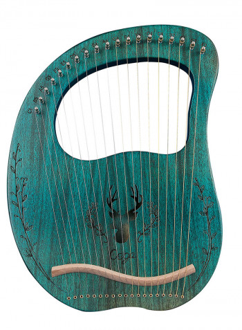 19 Stings Lyre Harp Features Wooden Resonance Box Blue