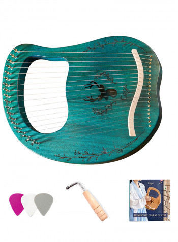 19 Stings Lyre Harp Features Wooden Resonance Box Blue