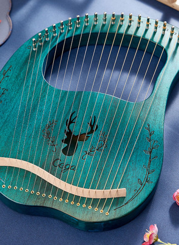 19 Stings Lyre Harp Features Wooden Resonance Box Blue