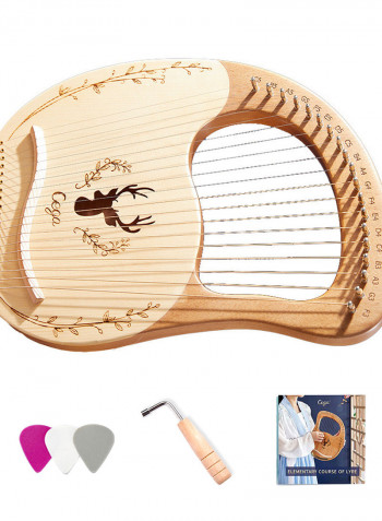 19 Stings Lyre Harp Features Wooden Resonance Box Brown