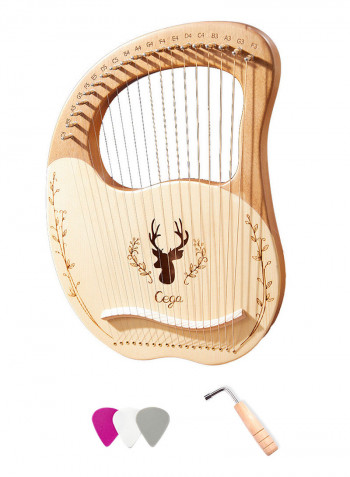 19 Stings Lyre Harp Features Wooden Resonance Box Brown