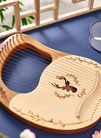 19 Stings Lyre Harp Features Wooden Resonance Box Brown