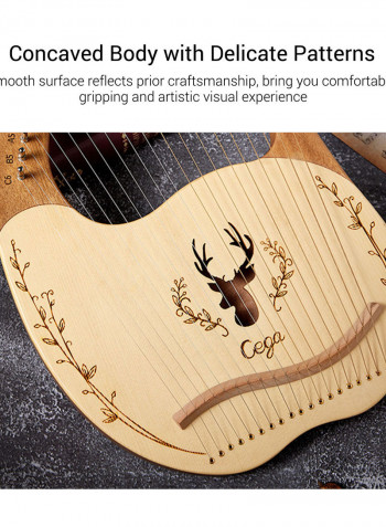19 Stings Lyre Harp Features Wooden Resonance Box Brown