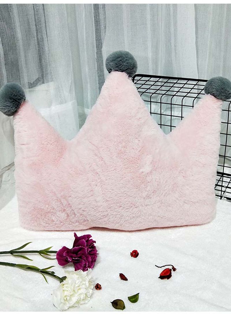 Crown Shaped Cozy Decorative Cushion Acrylic Pink 42x32centimeter