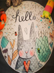 Printed Round Shaped Door Mat Multicolour 150x150(WxL)cmcentimeter