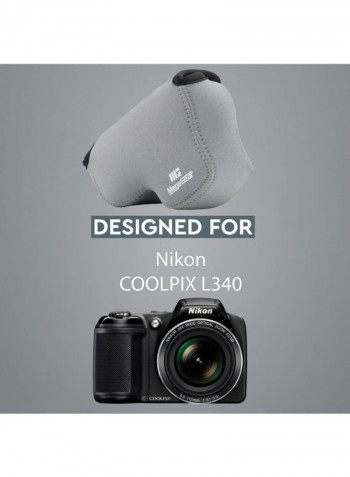 Protective Camera Case With Carabiner For Nikon Coolpix L340 Grey