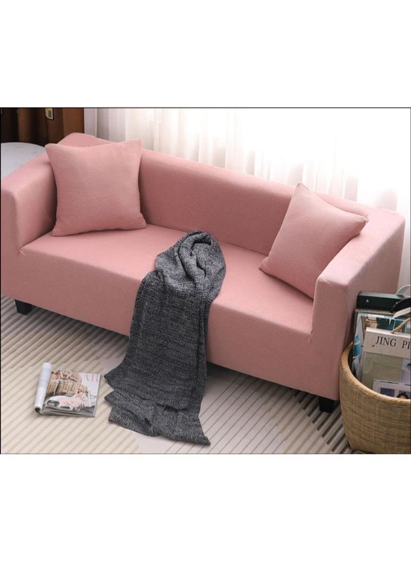 Solid Pattern Anti-Slip Sofa Slipcover Pink 235 x 300centimeter