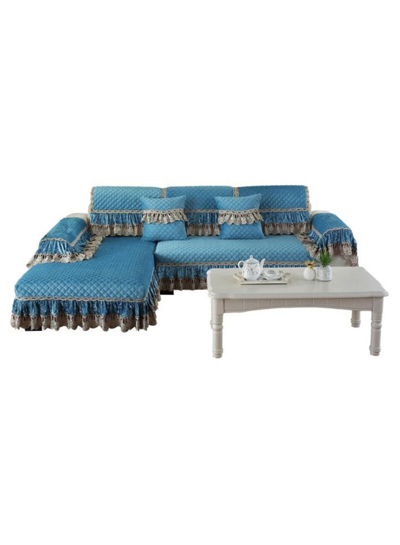 European Style Sofa Slipcover Blue/Grey 70 x 240centimeter