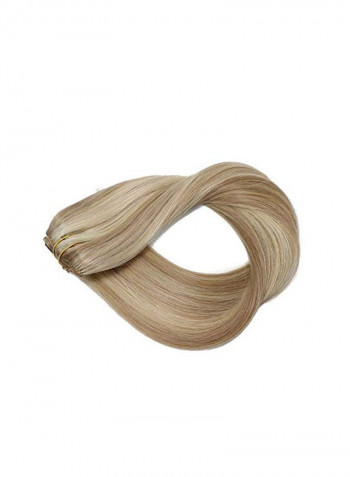 7-Piece Clip-In Straight Weft Remy Hair Extensions Beige 20inch
