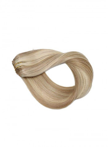 7-Piece Clip-In Straight Weft Remy Hair Extensions Beige 20inch