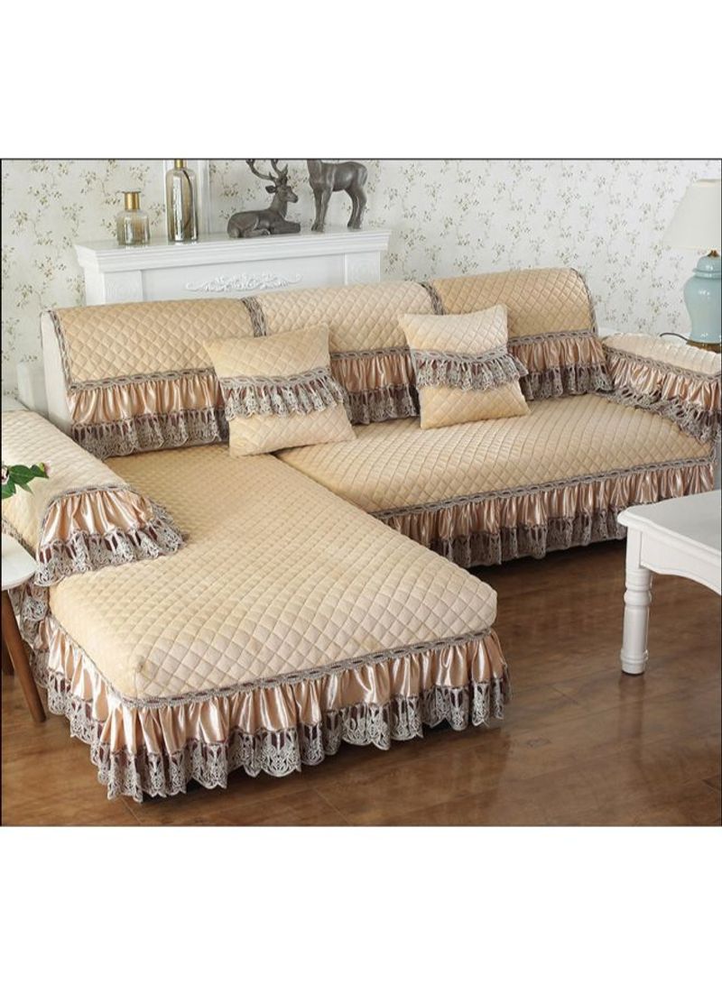 European Style Lacy Sofa Slipcover Beige