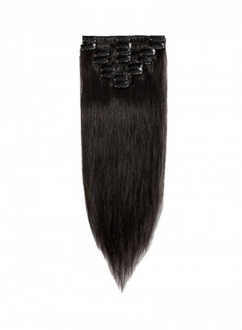 8-Piece Medium Straight Remy Human Hair Extension Natural Black