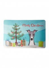 Christmas Tree And Italian Greyhound Kitchen/Bath Mat Multicolour 12 x 19inch