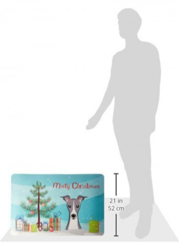 Christmas Tree And Italian Greyhound Kitchen/Bath Mat Multicolour 12 x 19inch