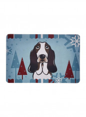 Winter Holiday Basset Hound Kitchen/Bath Mat Multicolour 11 x 14inch