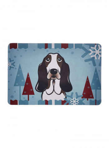 Winter Holiday Basset Hound Kitchen/Bath Mat Multicolour 11 x 14inch
