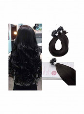2-Piece Micro Beads Human Hair Extensions Set Black 16inch