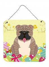 English Bulldog With Eggs Printed Wall/Door Hanging Multicolour 11 x 14inch
