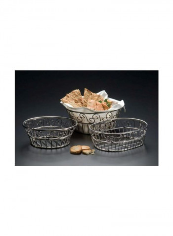 Stainless Steel Scroll Bread Basket Silver 9x3x6.75inch