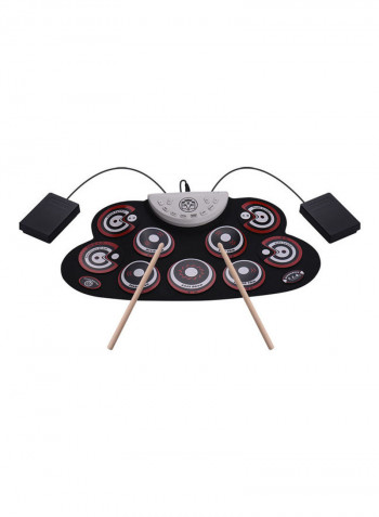 Portable Electronic Roll Up Drum Set With Drum Sticks