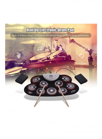 Portable Electronic Roll Up Drum Set With Drum Sticks