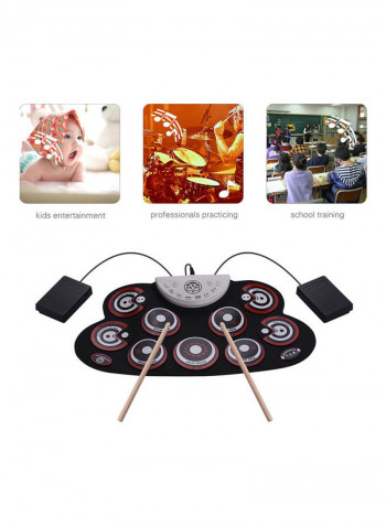 Portable Electronic Roll Up Drum Set With Drum Sticks