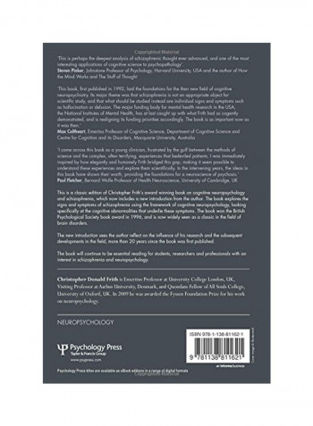 The Cognitive Neuropsychology Of Schizophrenia Paperback
