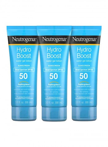 طقم جل كريم واقي من الشمس هايدرو بوست بأساس مائي وعامل حماية من الشمس SPF 50 مكون من 3 عبوات 3أوقية