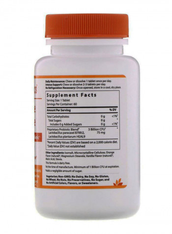 Immune Defense Orange Probiotic Supplement - 60 Chewable Tablets