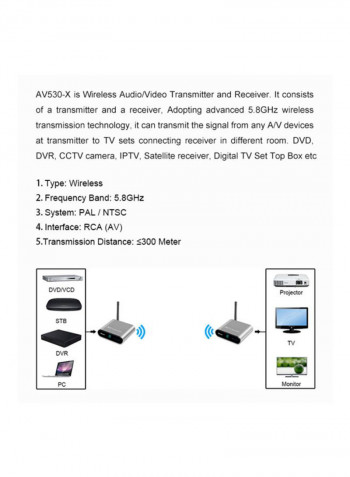Wireless AV Transmitter Receiver V7079UK Silver/Black