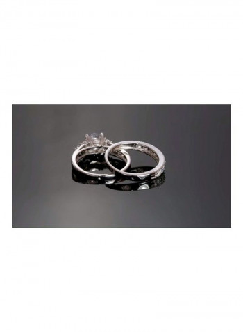 2-Piece 925 Sterling Silver Cubic Zirconia Studded Rings