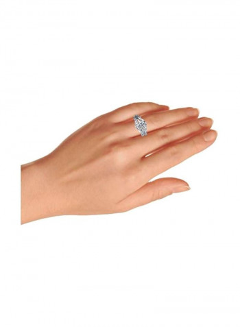 925 Sterling Silver Cubic Zirconia Studded Engagement Ring