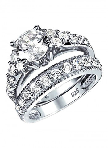 925 Sterling Silver Cubic Zirconia Studded Ring