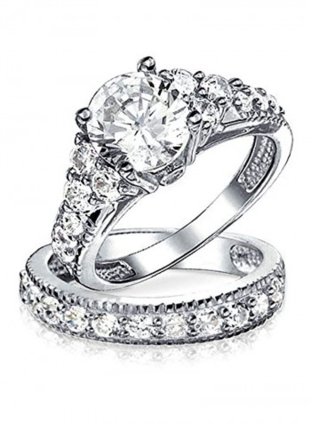 925 Sterling Silver Cubic Zirconia Studded Ring