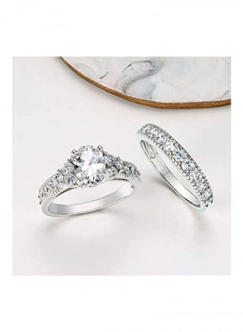 925 Sterling Silver Cubic Zirconia Studded Ring