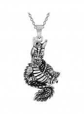 925 Sterling Silver Dragon Shaped Pendant Chain Necklace