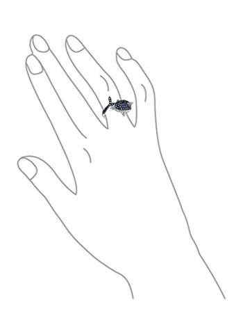 Rhodium Plated Brass Cubic Zirconia Studded Dolphin Shaped Ring