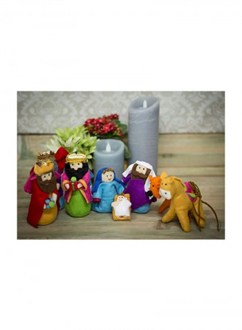 8-Piece Nativity Figurine Set Blue/Orange/Green 6inch