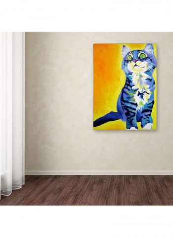 Here Kitty Artwork Canvas Wall Art Multicolour 14 x 19inch