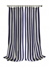 2-Piece Tab Top Striped Window Curtain Blue/White 50 x 108inch