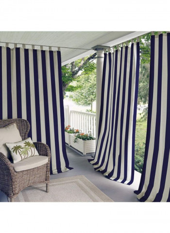 2-Piece Tab Top Striped Window Curtain Blue/White 50 x 108inch