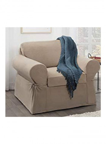 2-Piece Arm Chair Slipcover Brown 32x43inch