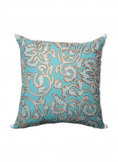 Embroidered Throw Pillow Blue/Orange/White 18x18inch