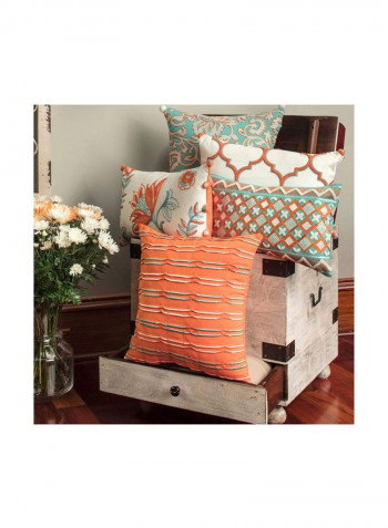 Embroidered Throw Pillow Blue/Orange/White 18x18inch