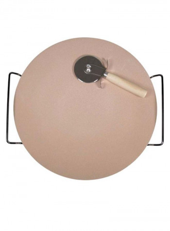 Pizza Stone Rack And Cutter Brown
