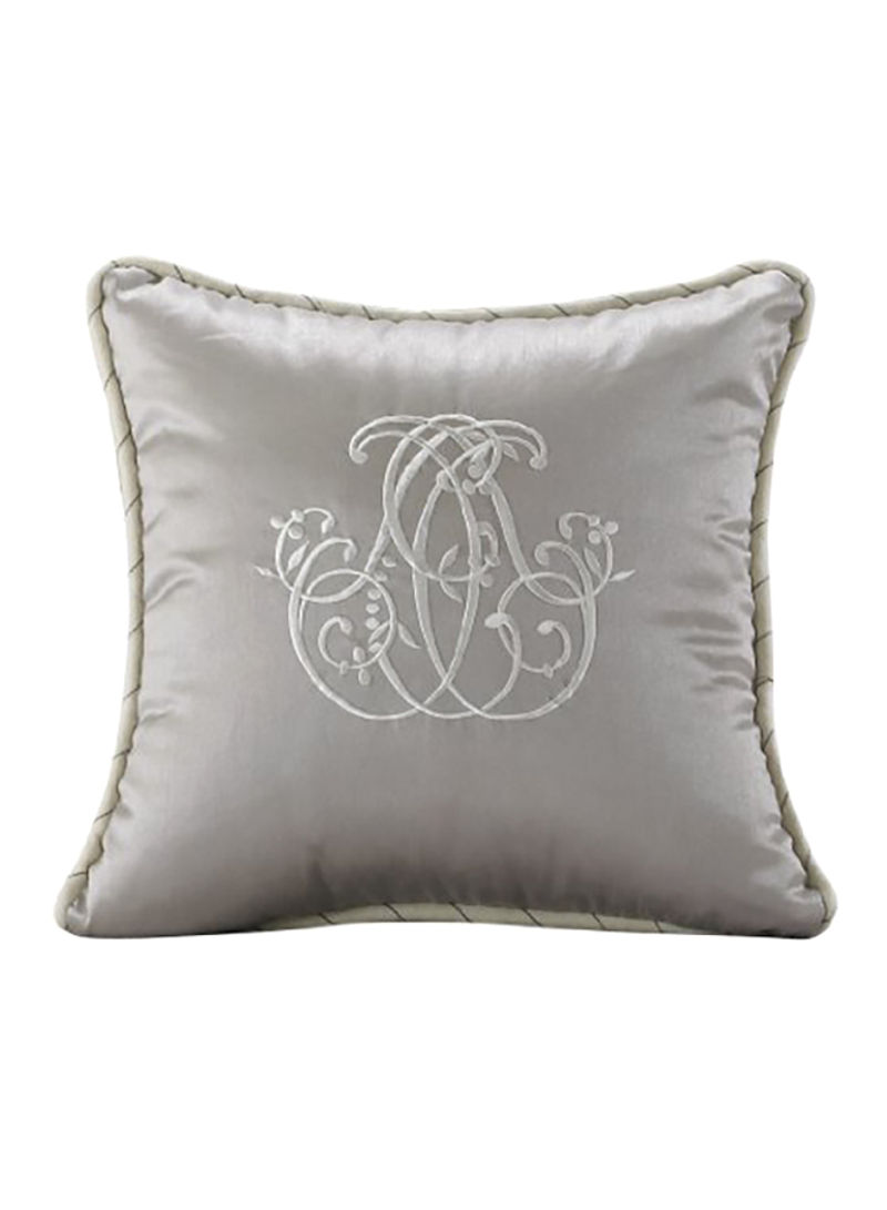 Silk Embroidery Pillow Silk Grey 18x18x4inch